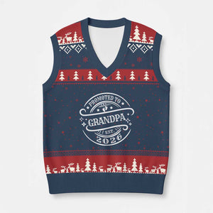 Promoted To Grandpa Est. 2026 V-Neck Knit Sweater Vest Grandparents Baby Announcement Fathers Day TS10 Navy Red Print Your Wear