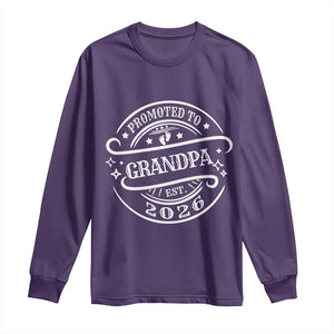 Promoted To Grandpa Est. 2026 Long Sleeve Shirt Grandparents Baby Announcement Fathers Day TS10 Purple Print Your Wear