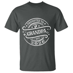 Promoted To Grandpa Est. 2026 T Shirt Grandparents Baby Announcement Fathers Day TS10 Dark Heather Print Your Wear