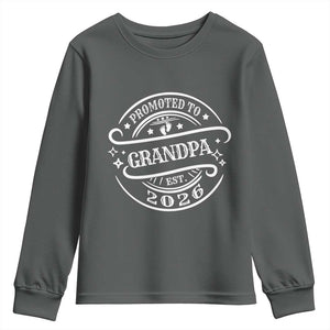 Promoted To Grandpa Est. 2026 Youth Sweatshirt Grandparents Baby Announcement Fathers Day TS10 Dark Heather Print Your Wear