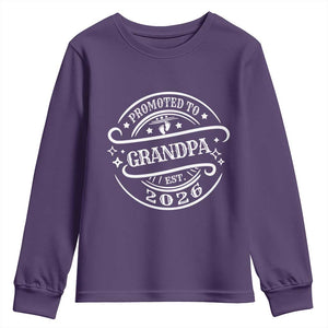Promoted To Grandpa Est. 2026 Youth Sweatshirt Grandparents Baby Announcement Fathers Day TS10 Purple Print Your Wear
