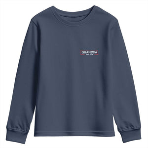 Grandpa Est 2026 Youth Sweatshirt Logo Promoted To Grandpa Paternity Fathers Day TS10 Navy Print Your Wear