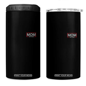 Mom Est 2026 4 in 1 Can Cooler Tumbler New Mama Pregnancy Reveal TS10 One Size: 16 oz Black Print Your Wear