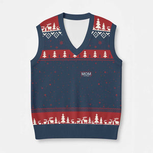 Mom Est 2026 V-Neck Knit Sweater Vest New Mama Pregnancy Reveal TS10 Navy Red Print Your Wear