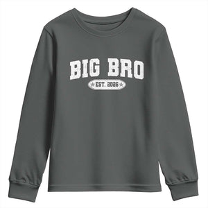 Big Bro Est 2026 Youth Sweatshirt Promoted To Brother Sibling Reveal TS10 Dark Heather Print Your Wear