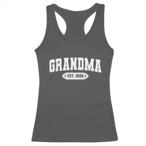 Grandma Est 2026 Racerback Tank Top Promoted To Grandparents Mothers Day TS10 Dark Heather Print Your Wear