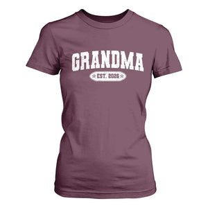 Grandma Est 2026 T Shirt For Women Promoted To Grandparents Mothers Day TS10 Maroon Print Your Wear