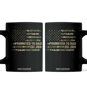 Promoted To Dad Est 2026 Coffee Mug Retro Camo American Flag TS10 Black Print Your Wear