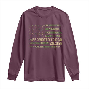 Promoted To Dad Est 2026 Long Sleeve Shirt Retro Camo American Flag TS10 Maroon Print Your Wear