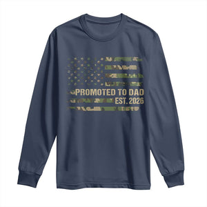 Promoted To Dad Est 2026 Long Sleeve Shirt Retro Camo American Flag TS10 Navy Print Your Wear