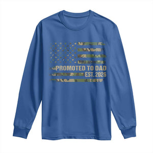 Promoted To Dad Est 2026 Long Sleeve Shirt Retro Camo American Flag TS10 Royal Blue Print Your Wear