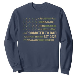 Promoted To Dad Est 2026 Sweatshirt Retro Camo American Flag TS10 Navy Print Your Wear