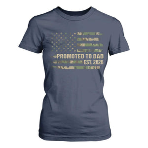 Promoted To Dad Est 2026 T Shirt For Women Retro Camo American Flag TS10 Navy Print Your Wear