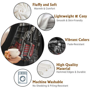 Electrician Skeleton Throw Blanket Waiting On Parts Funny Graphic