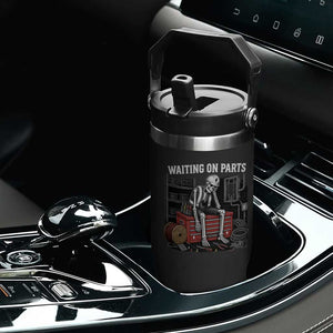 Electrician Skeleton Flip Straw Tumbler Waiting On Parts Funny Graphic