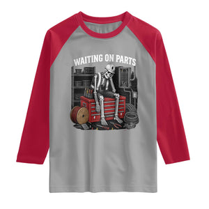 Electrician Skeleton Raglan Shirt Waiting On Parts Funny Graphic