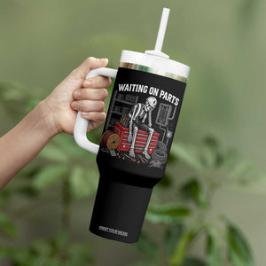 Electrician Skeleton Tumbler With Handle Waiting On Parts Funny Graphic