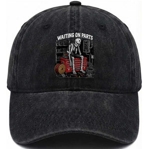 Electrician Skeleton Washed Cotton Baseball Cap Waiting On Parts Funny Graphic