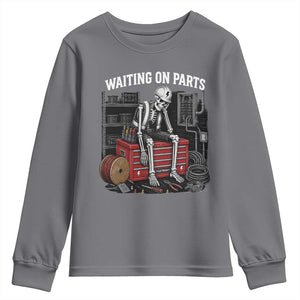 Electrician Skeleton Youth Sweatshirt Waiting On Parts Funny Graphic