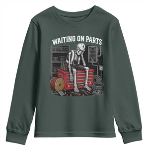 Electrician Skeleton Youth Sweatshirt Waiting On Parts Funny Graphic