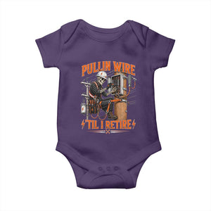 Electrician Lineman Skeleton Graphic Baby Onesie Pullin Wire Til I Retire