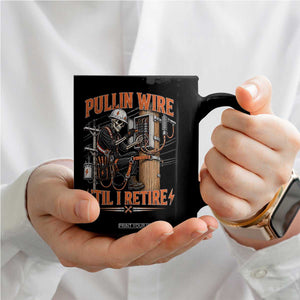 Electrician Lineman Skeleton Graphic Coffee Mug Pullin Wire Til I Retire