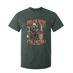 Electrician Lineman Skeleton Graphic T Shirt For Kid Pullin Wire Til I Retire