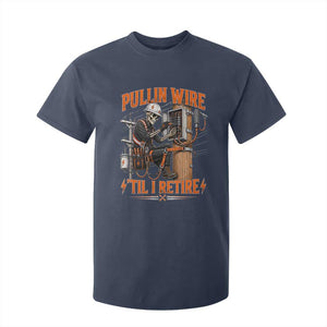 Electrician Lineman Skeleton Graphic T Shirt For Kid Pullin Wire Til I Retire