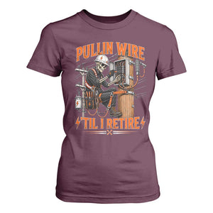 Electrician Lineman Skeleton Graphic T Shirt For Women Pullin Wire Til I Retire