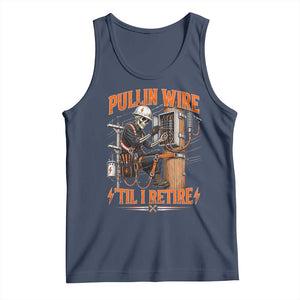Electrician Lineman Skeleton Graphic Tank Top Pullin Wire Til I Retire
