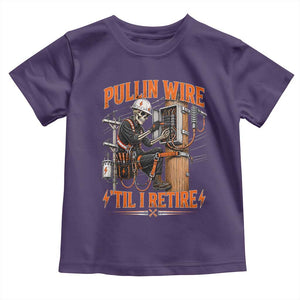 Electrician Lineman Skeleton Graphic Toddler T Shirt Pullin Wire Til I Retire