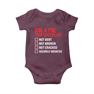 CDL A Pre Trip Checklist Trucker Baby Onesie Driver Safety Inspection Graphic
