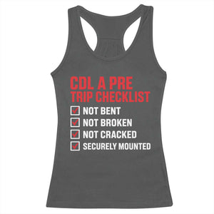 CDL A Pre Trip Checklist Trucker Racerback Tank Top Driver Safety Inspection Graphic