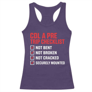 CDL A Pre Trip Checklist Trucker Racerback Tank Top Driver Safety Inspection Graphic