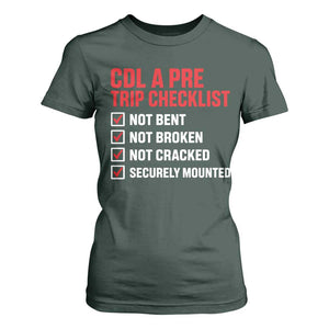 CDL A Pre Trip Checklist Trucker T Shirt For Women Driver Safety Inspection Graphic