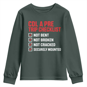 CDL A Pre Trip Checklist Trucker Youth Sweatshirt Driver Safety Inspection Graphic
