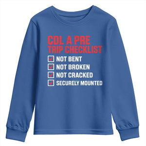 CDL A Pre Trip Checklist Trucker Youth Sweatshirt Driver Safety Inspection Graphic