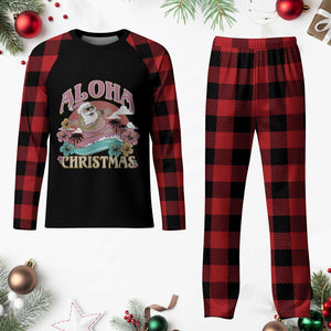 Hawaii Plaid Pajama Set Surfing Santa With Tattoos Aloha Christmas TS10 Buffalo Plaid Print Your Wear