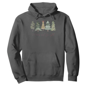 Merry and Bright Trees Hoodie Womans Holiday Coquette Tree Bow TS10 Dark Heather Print Your Wear