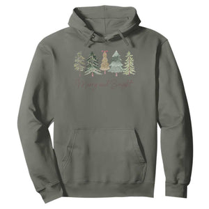 Merry and Bright Trees Hoodie Womans Holiday Coquette Tree Bow TS10 Military Green Print Your Wear