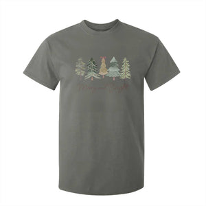 Merry and Bright Trees T Shirt For Kid Womans Holiday Coquette Tree Bow TS10 Military Green Print Your Wear