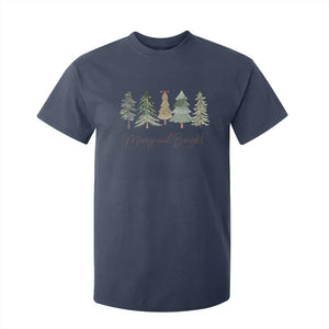 Merry and Bright Trees T Shirt For Kid Womans Holiday Coquette Tree Bow TS10 Navy Print Your Wear