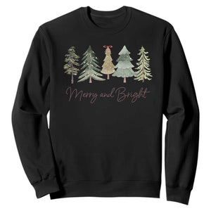 Merry and Bright Trees Sweatshirt Womans Holiday Coquette Tree Bow TS10 Black Print Your Wear