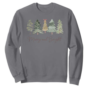 Merry and Bright Trees Sweatshirt Womans Holiday Coquette Tree Bow TS10 Charcoal Print Your Wear