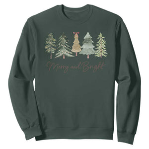 Merry and Bright Trees Sweatshirt Womans Holiday Coquette Tree Bow TS10 Dark Forest Green Print Your Wear