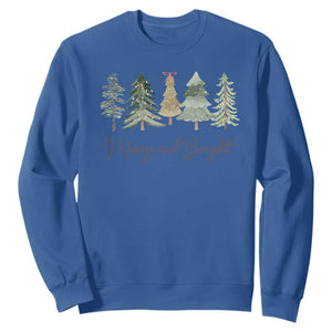 Merry and Bright Trees Sweatshirt Womans Holiday Coquette Tree Bow TS10 Royal Blue Print Your Wear