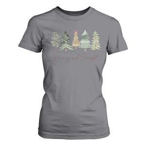 Merry and Bright Trees T Shirt For Women Womans Holiday Coquette Tree Bow TS10 Charcoal Print Your Wear