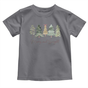 Merry and Bright Trees Toddler T Shirt Womans Holiday Coquette Tree Bow TS10 Charcoal Print Your Wear