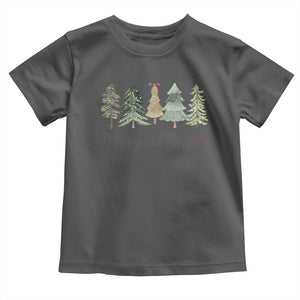 Merry and Bright Trees Toddler T Shirt Womans Holiday Coquette Tree Bow TS10 Dark Heather Print Your Wear