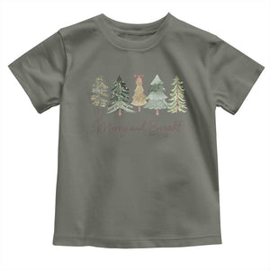 Merry and Bright Trees Toddler T Shirt Womans Holiday Coquette Tree Bow TS10 Military Green Print Your Wear